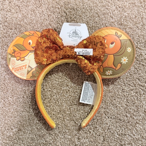 Disney Accessories - Disney Orange Bird Sequin Bow Headband with Character Ears NWT